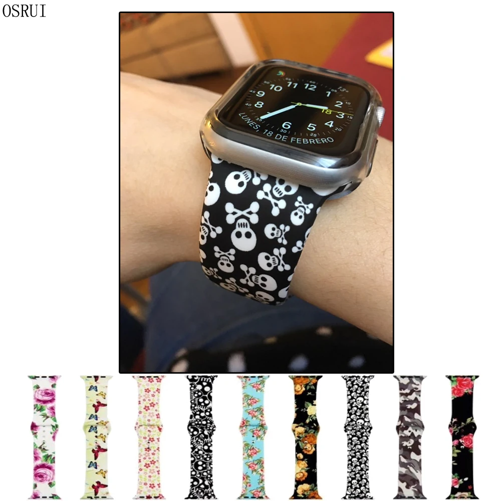 Силиконовый ремешок для часов Apple watch correas 4 44 мм/40 мм iwatch series 3 2 1 42 мм/38 спортивный