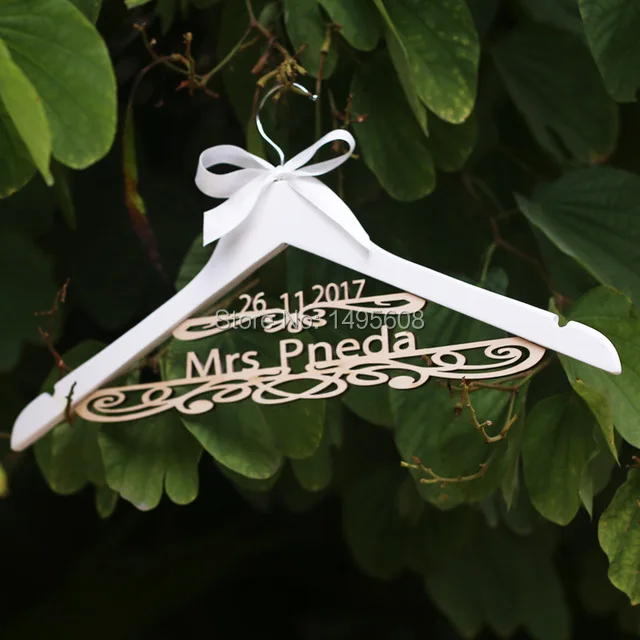 Персонализированная Свадебная Вешалка с датой для невесты индивидуальная