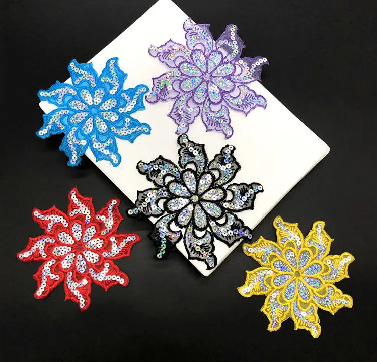 Новое поступление 20 шт. с цветочным узором и блестками для вышитые патчи железные