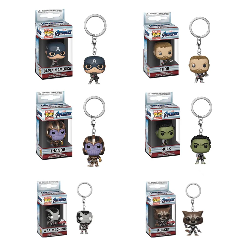 Funko Pop Avengers4 Карманный Брелок для ключей фигурка Капитан Америка Тор танос кольца