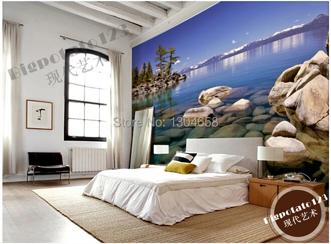 Фотообои на заказ обои с изображением дальних заснеженных гор лесных рифов