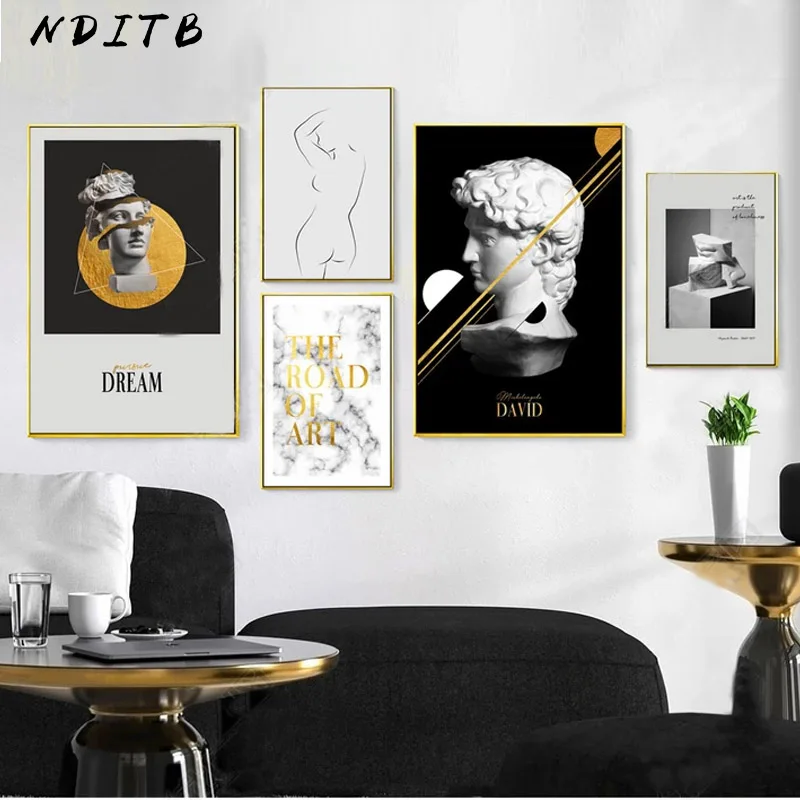 Скандинавская скульптура холст настенная печать Постер в скандинавском стиле