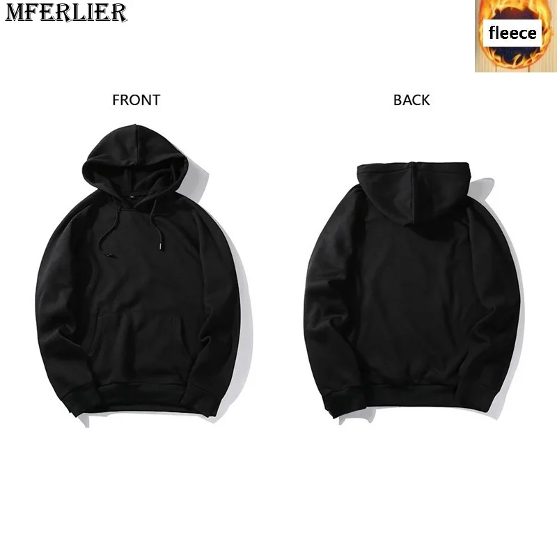 MFERLIER, мужские толстовки, флисовые, теплые, 5XL, 6XL, большие размеры, толстовки с капюшоном, Осенние, синие, теплые, пуловеры, пальто, серые, черные