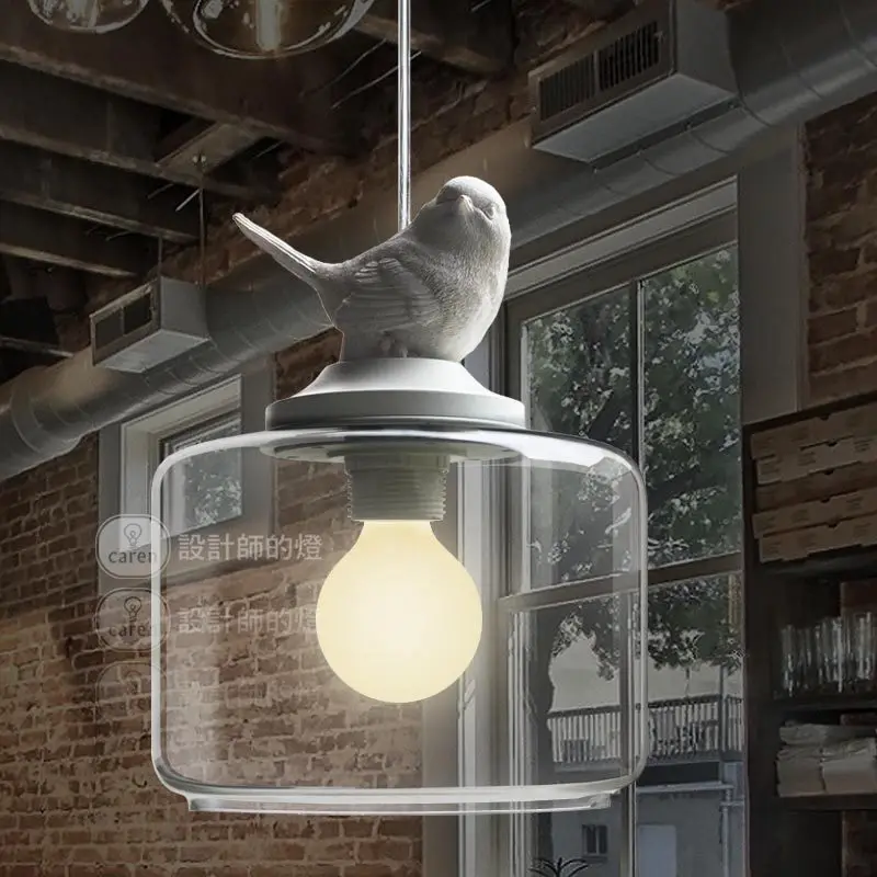 

Modern brief E27 glass pendant light fixture Home deco resin bird pendant lamp