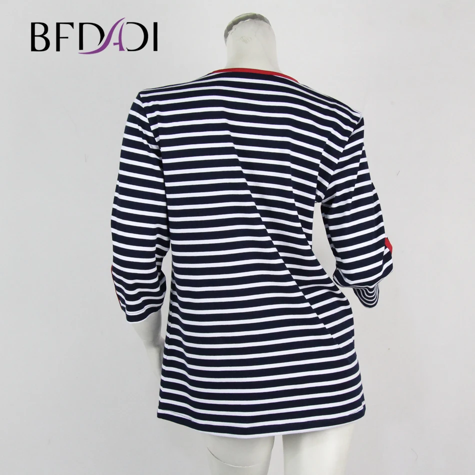Повседневная полосатая футболка BFDADI новая модная одежда для женщин топы с