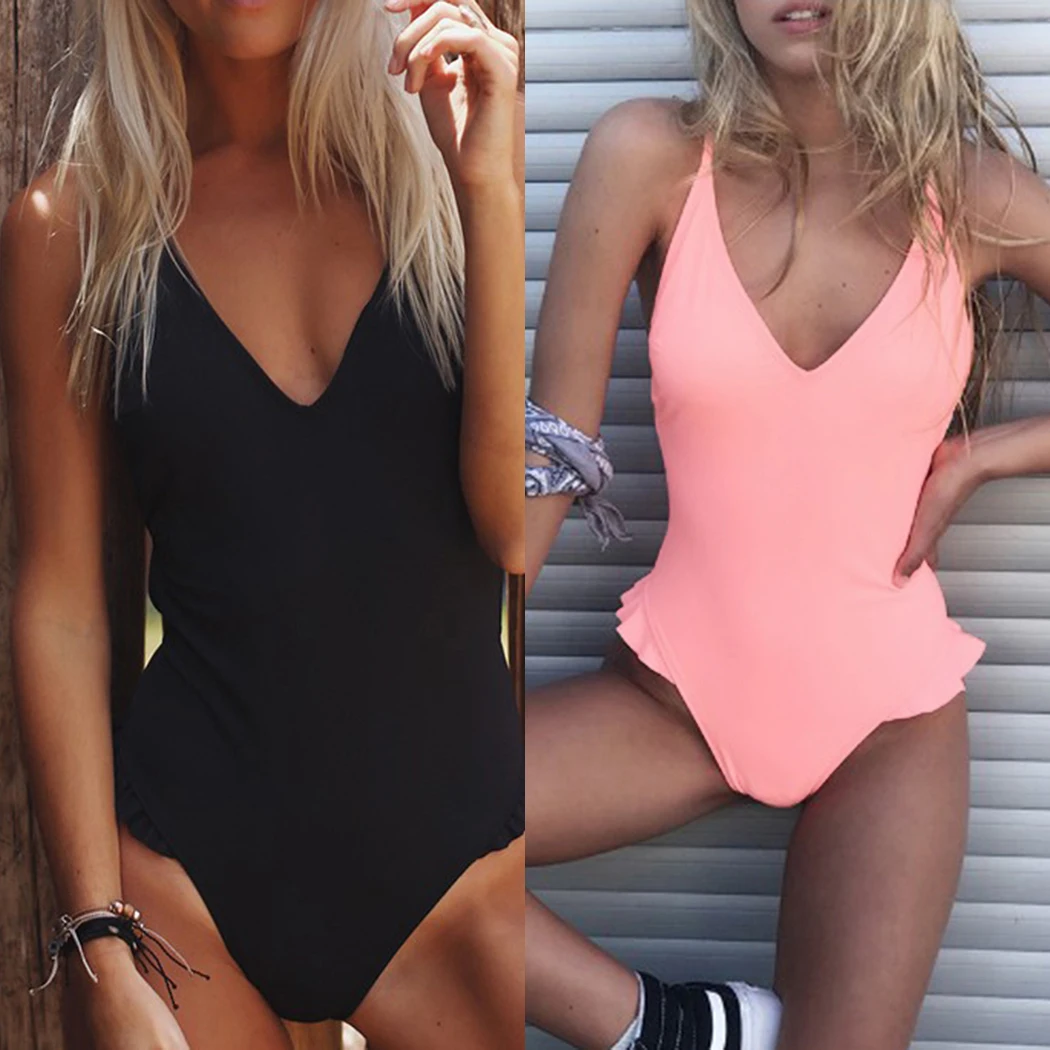 2018 г. летние пикантные спинки Rullfes трико комбинезон Для женщин розовый без