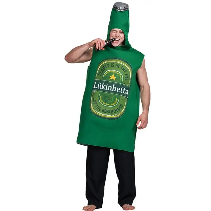 Beer costume Для Мужчин зеленый поли пена пива Виски Ром Костюм Бутылки Комбинезоны Для Взрослых Мужские наряды нарядное платье одежда костюмы для Хэллоуина - Цвет: Beer costume