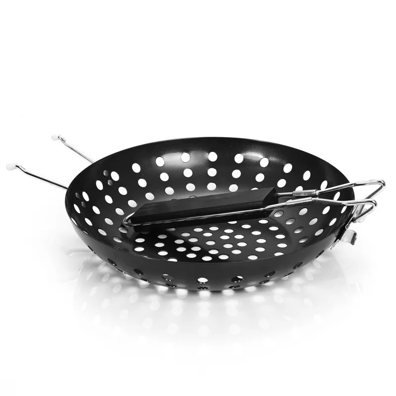 Антипригарная сковорода для барбекю гриля со складной ручкой круглая пиццы
