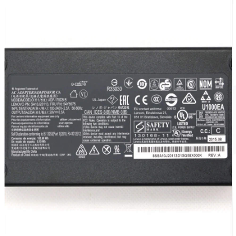 20V 8.5A 170 Вт USB Новый оригинальный ADP-170CB SA10J20113 54Y8975 ноутбук адаптер переменного тока