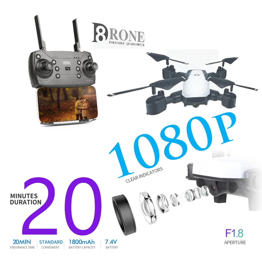 

D8 rc Drone With HD 1080P Wifi Camera FPV rc Quadcopters Folding RC Helicopter long battery life VS KY601S E58