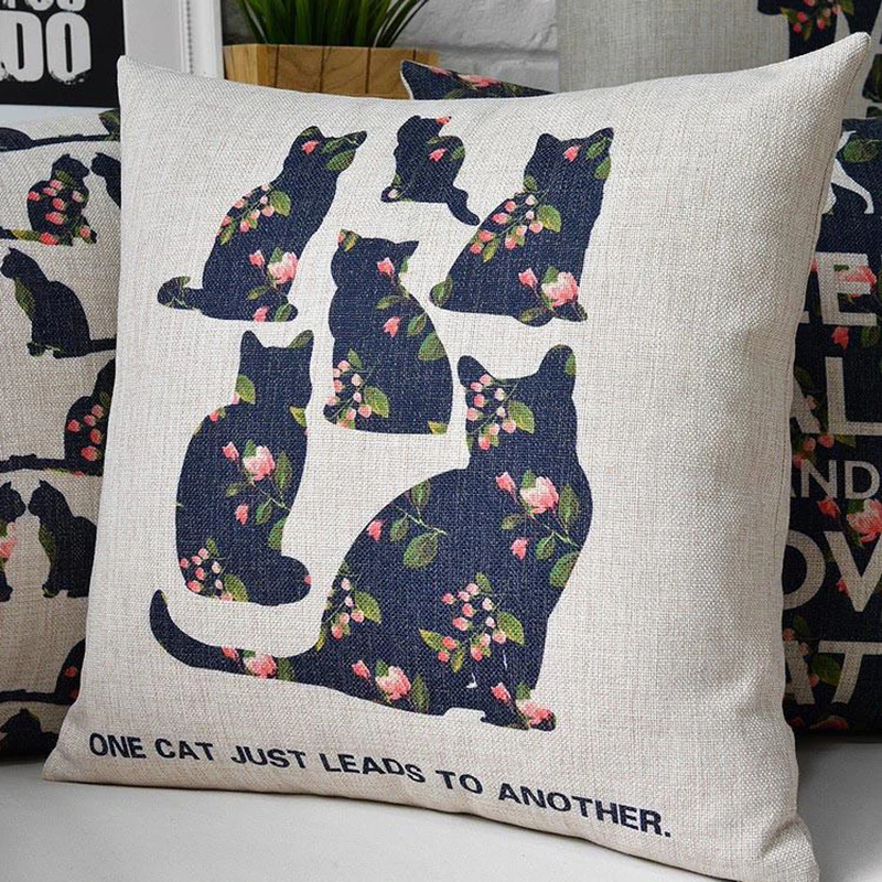 Чехол для подушки с кошкой надписью KEEP CALM AND LOVE CATS Подушка дома и автомобиля