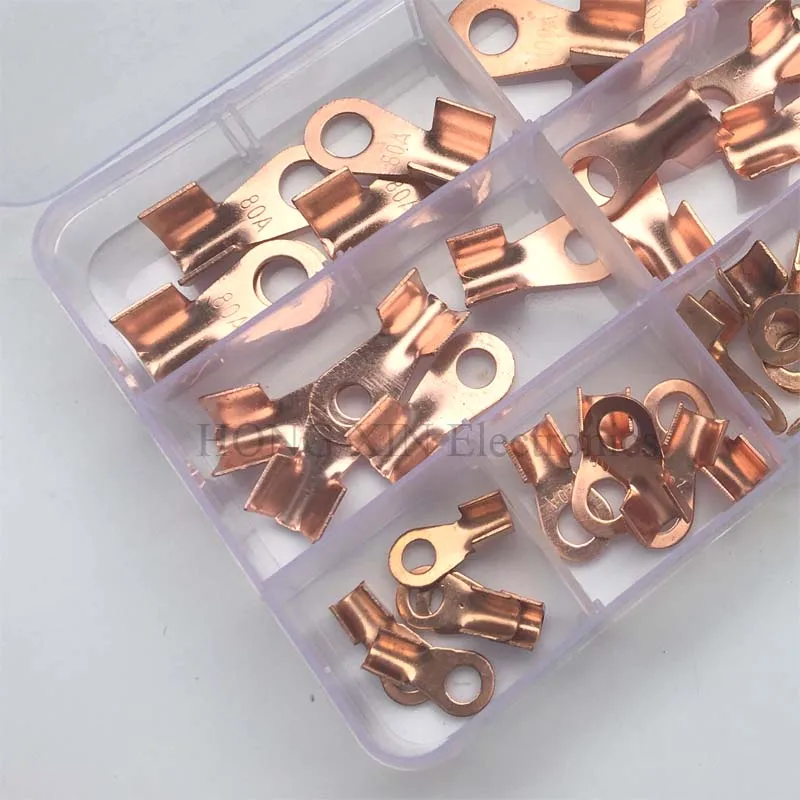 

40pcs Open Cable Connector Ring Lug Car Open End Copper Crimp Ring Terminals Connector Spade Electrical Wire open lugs