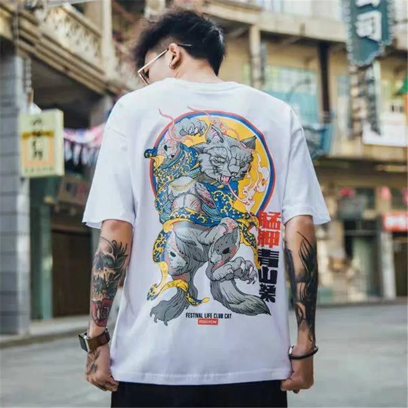Japan Hip Hop T Shirt Men Funny Print Tshirt Streetwear Casual Short Sleeve Summer Tops Fashion Harajuku Printed Boys | Мужская одежда