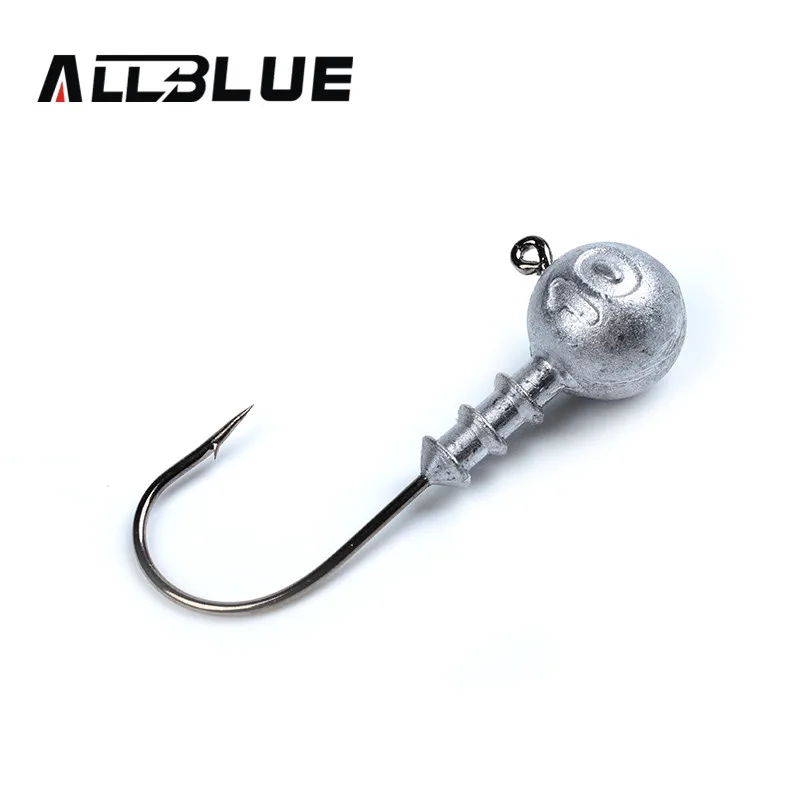 ALLBLUE открытая свинцовая головка джиг 3,5 г 5 г 7 г 10 г колючий крючок 10 шт./лот Мягкая приманка Вибрационный крючок рыболовные крючки