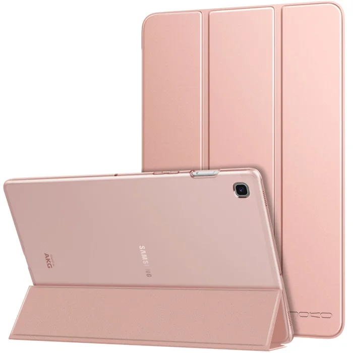 Rose Gold Чехол MoKo для samsung Galaxy Tab S5e, Ультратонкий чехол-подставка с трёхстворчатой задней крышкой и функцией автоматического пробуждения и сна - Цвет: Rose Gold
