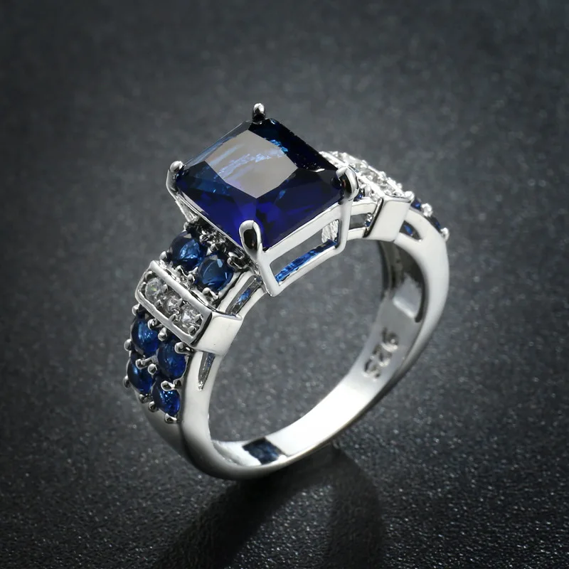 Роскошные синие кристаллы камень Bijoux Модные Коктейльные Вечерние женские кольца