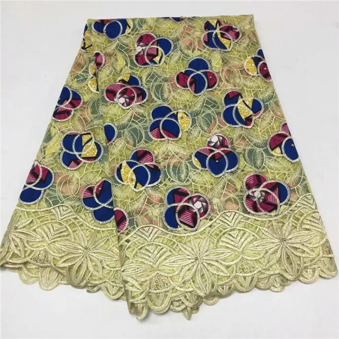 High Quality Nigerian Lace Fabrics With Print Wax Latest Embroidered Ankara Fabric Water Soluble African p5-20 | Дом и сад