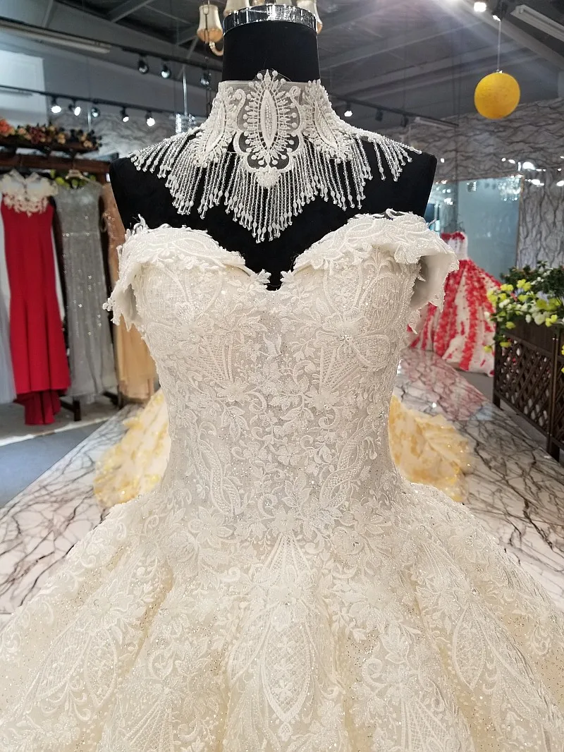 LS01440 бисерное украшение на шею свадебное платье с открытыми плечами открытой