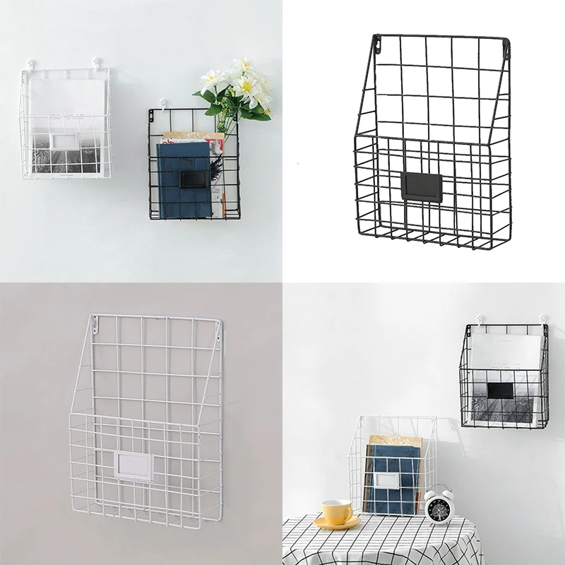 Железная настенная полка для хранения, органайзер для дома и офиса, журнал, газета, книга, корзина, стеллаж для хранения, Декор