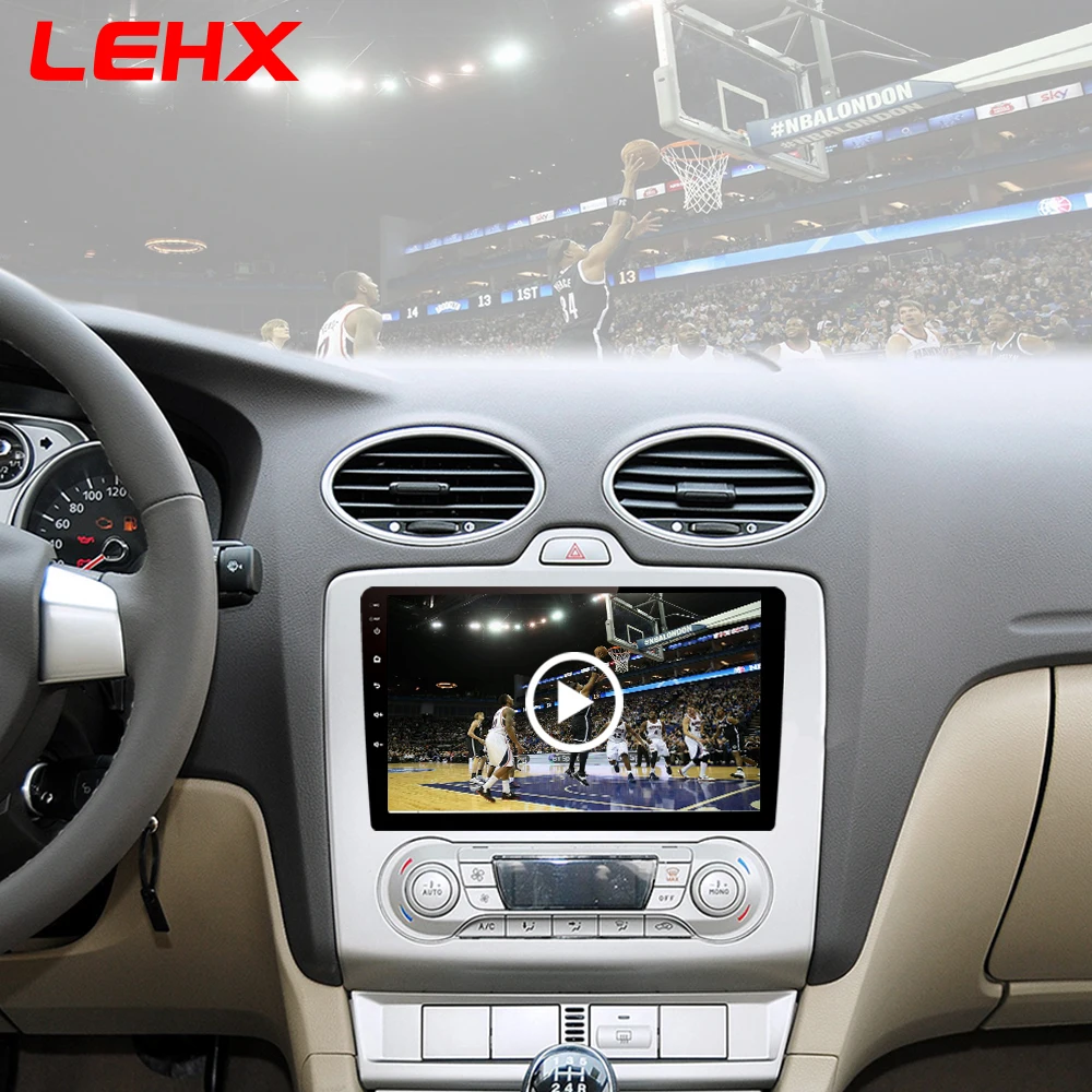 LEHX 2 DIN 9 дюймов Android 8,1 автомобильный мультимедийный плеер с сенсорным экраном четырехъядерный автомобильный радиоприемник для 2004 2005 2006-2011 Ford Focus Exi AT
