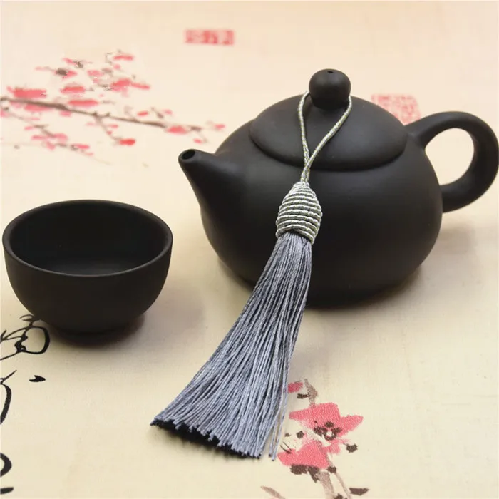 Gray Tassels 10 шт. полиэстер шелк кисточки бахрома Кулон DIY Материал шнур кисточки отделка дома шторы вечерние украшения кисточки ленты аксессуары - Цвет: Gray Tassels