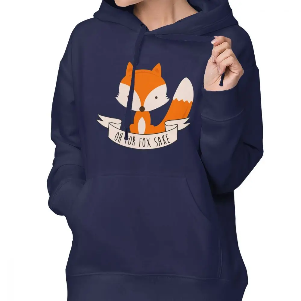 Толстовка Pun Oh For Fox Sake, толстовки большого размера, уличная одежда, толстовки, женские трендовые хлопковые с принтом, белый пуловер с длинным рукавом, худи - Цвет: Тёмно-синий