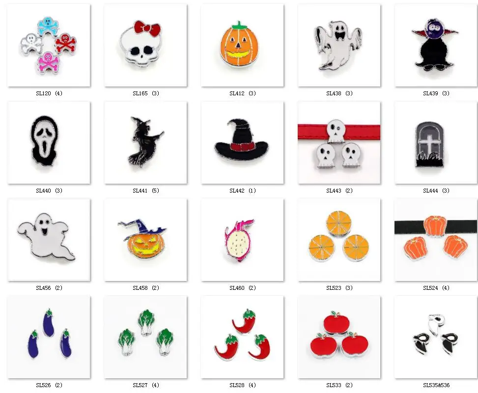 Талисманы на Хэллоуин слайдер Подвески Череп 5p внутренний диаметр 8 мм ювелирное