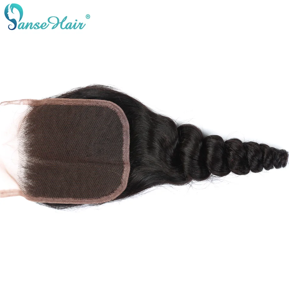 Бразильские волосы свободные волнистые 4 пряди волос с застежкой 4x4 - Фото №1