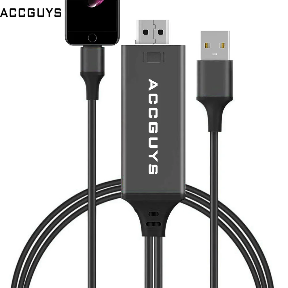 ACCGUYS 1080P HDMI HDTV Кабель Цифровой AV адаптер для iPhone XR XS Max X 8 7 6s 5S plus USB к кабель ipad Mini Air
