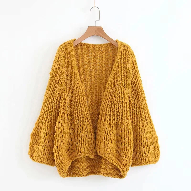 

Vogue Nice Handmade Knitted Cardigans Sweater Mohair Plus Size Loose Coat Sweaters Women Hollow Winter Autumn Knitwear Sweater