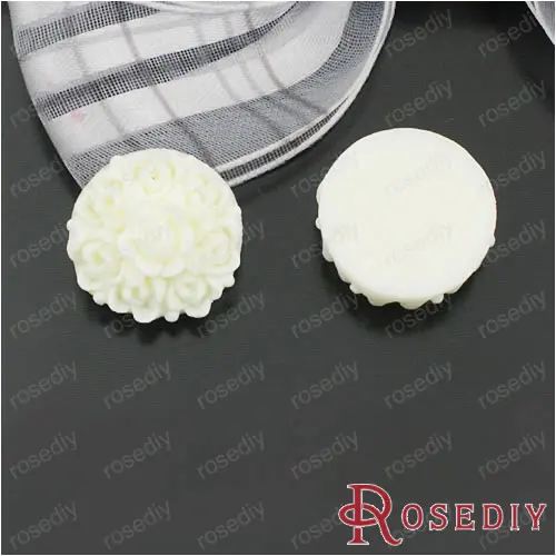 

Wholesale 17mm Beige Flower Resin Flat Bottom Beads Diy Jewelry Findings Accessories 20 pieces(JM4993)