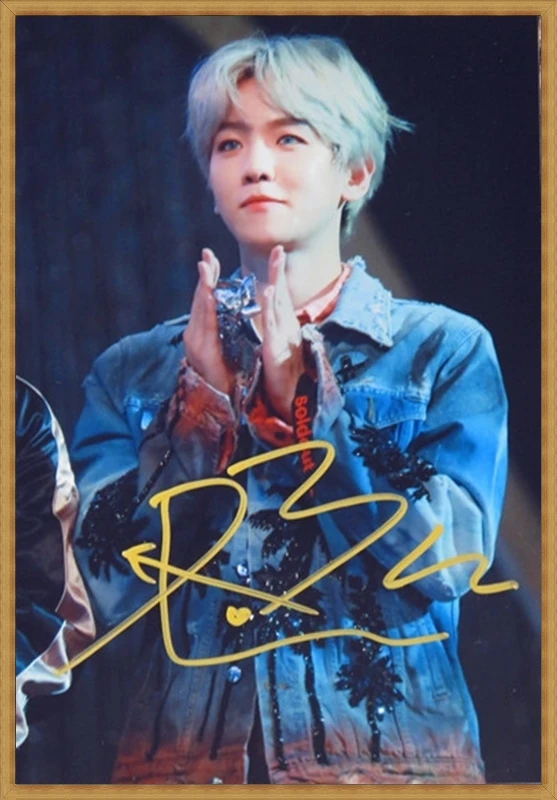 Ручная подпись EXO BaekHyun Baek Hyun фото с автографом 6 дюймов Бесплатная доставка K POP