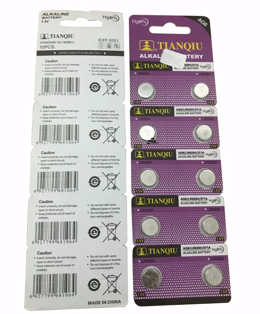 10 шт. большая акция для часов Кнопка батарея ag6 371 d371 605 sr920sw sr69 Щелочная коячейка Кнопка батарея для часов