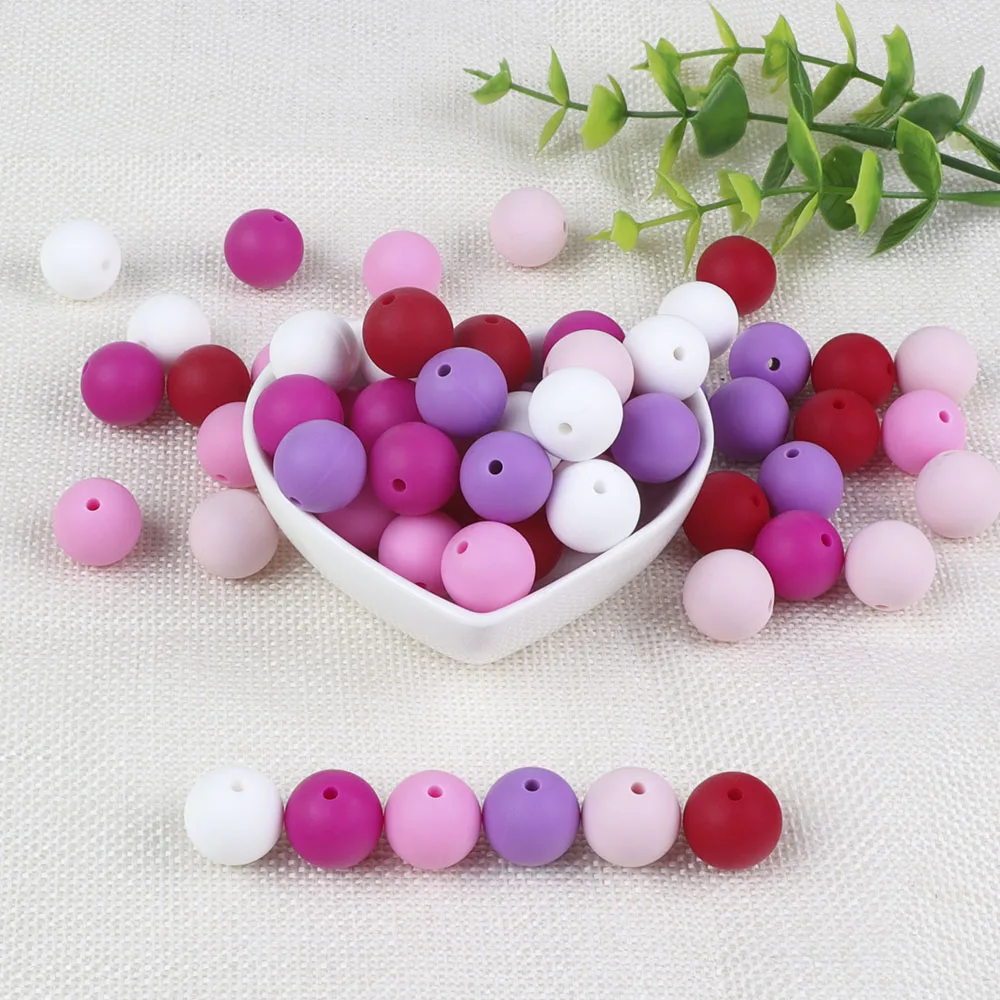 Joepada 10pcs 12mm Silicone Teething Beads Baby Teething Toys Chewable Pacifier Clips Beads Food Grade Silicone Beads BPA FREE