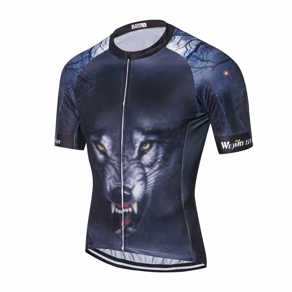 

HOT! Men Cycling Jersey Wolf Pattern Cycling Clothing Bicycle Top Bicycle Jacket Bike Short Sleeve Cycling Wear Shirts