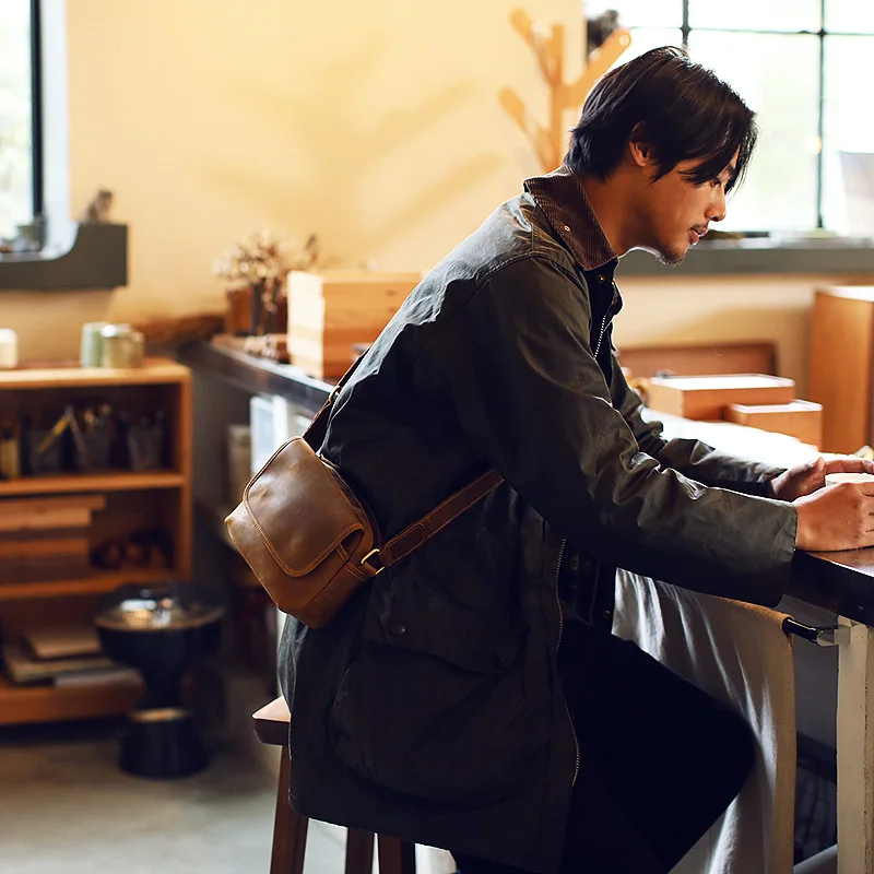 LANSPACE мужская кожаная сумка через плечо маленькая ручной работы модные