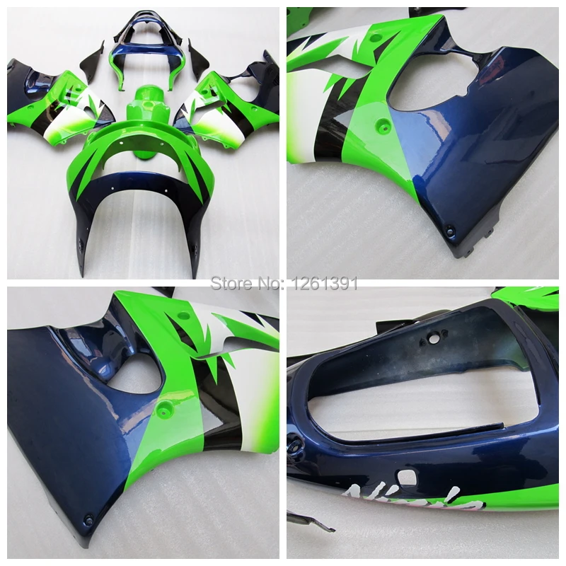 

Green blue Fairing Kit for KAWASAKI Ninja ZX-6R ZX 6R 636 ZX6R 98 99 ZX 6R 1998 1999 ABS Fairings set AT66