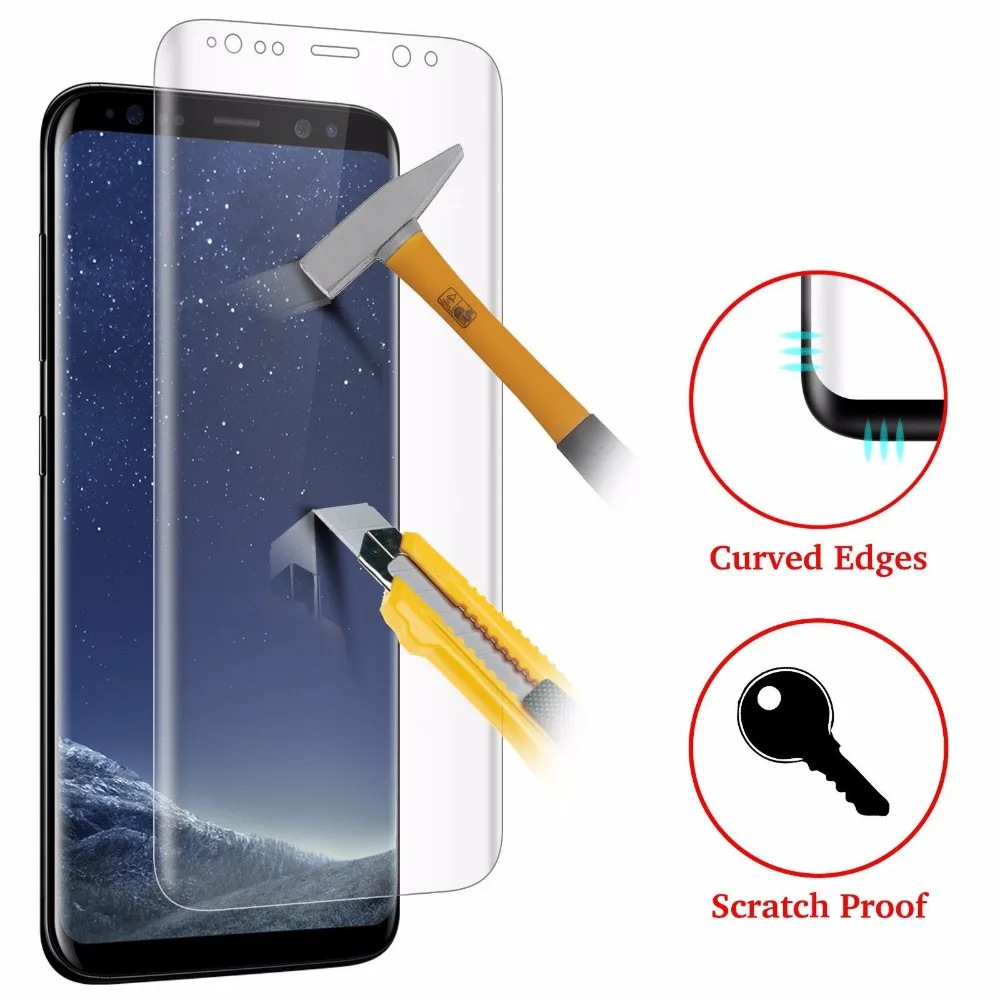3D изогнутое закаленное стекло с полным покрытием для Samsung S8 S9 Plus Защитная пленка