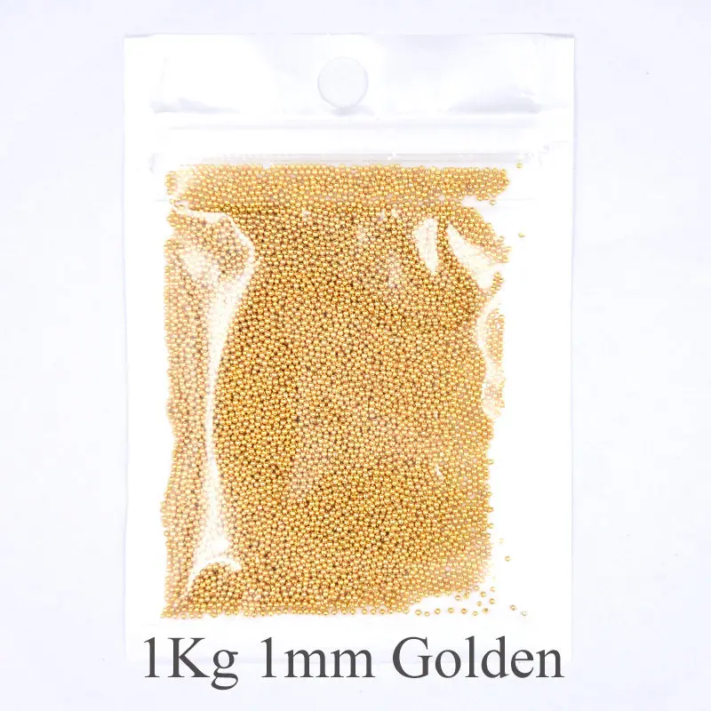 1 Kg-1mm-Golden Swagpick 1 мм украшения для ногтей 3D микро металлические бусины черный розовое золото бисер "икра" аксессуары для ногтей гель для приклеивания страз полировки советы - Цвет: 1 Kg-1mm-Golden