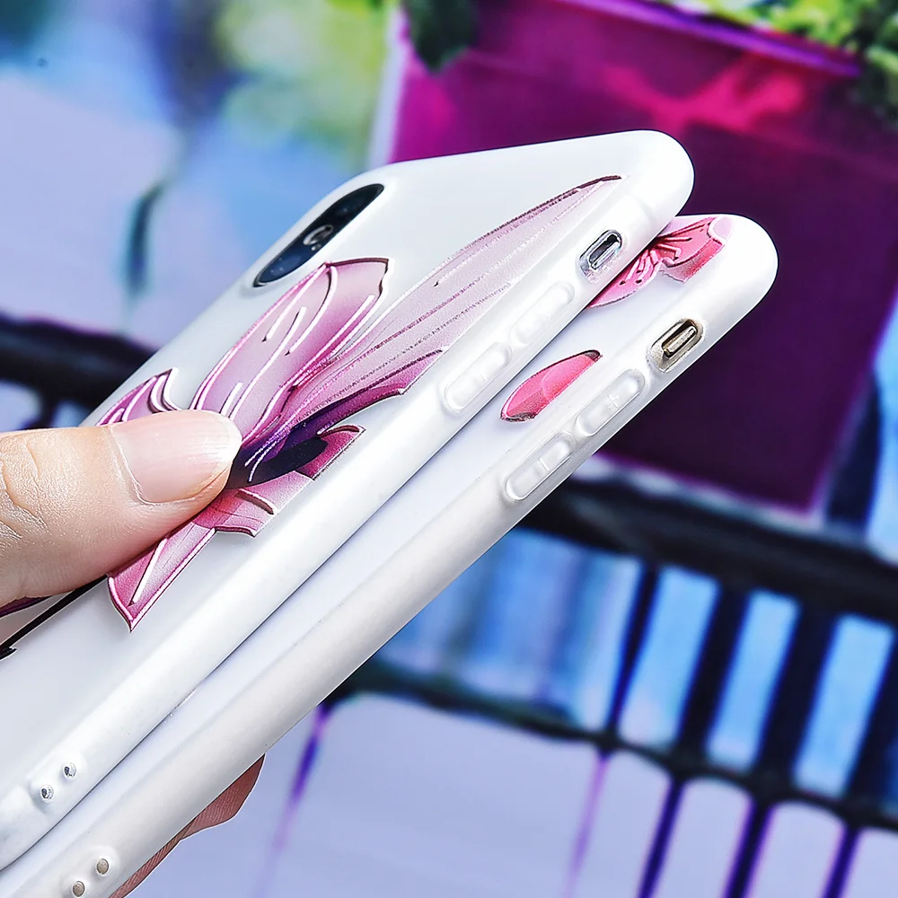 3D силиконовые милосердия цветочный чехол для iPhone 6 s 7 XS 8 Plus X XR MAX мягкий
