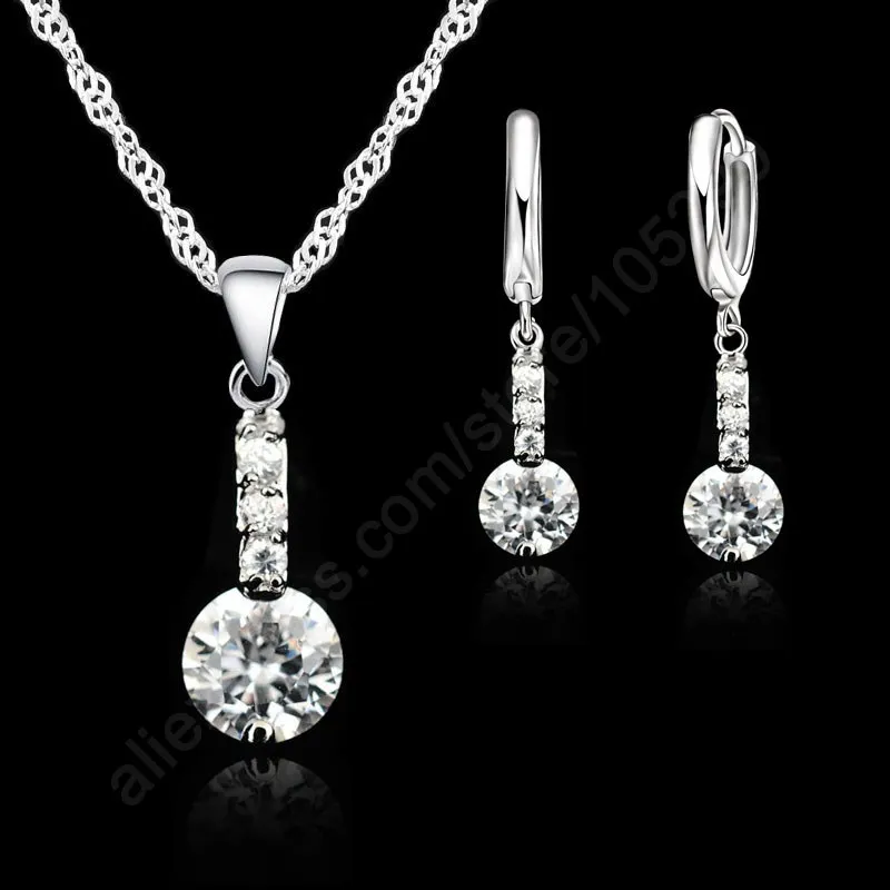 Женский комплект из колье и серёг серебра 925 пробы|necklace earring|silver jewelry setsterling silver set |