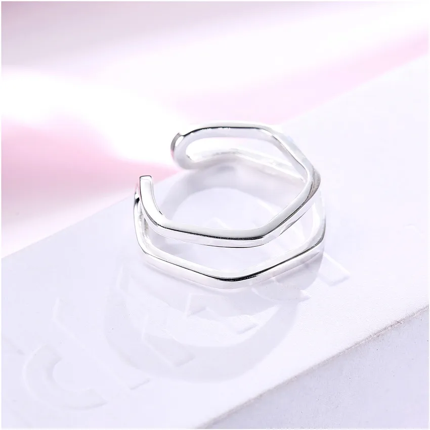 Dorado 100% 925 Sterling Silver Irregular Geometric Open Finger Ring Women Wedding Party Casual Jewelry | Украшения и аксессуары