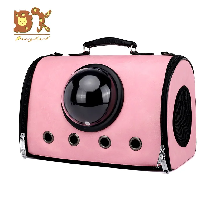 pink DannyKarl Дорожный Чехол для переноски для домашних животных, сумка для переноски, удобное пространство, капсула, переносная сумка для кошек, дышащая сумка для собак, однотонный ремень, переноска - Цвет: pink