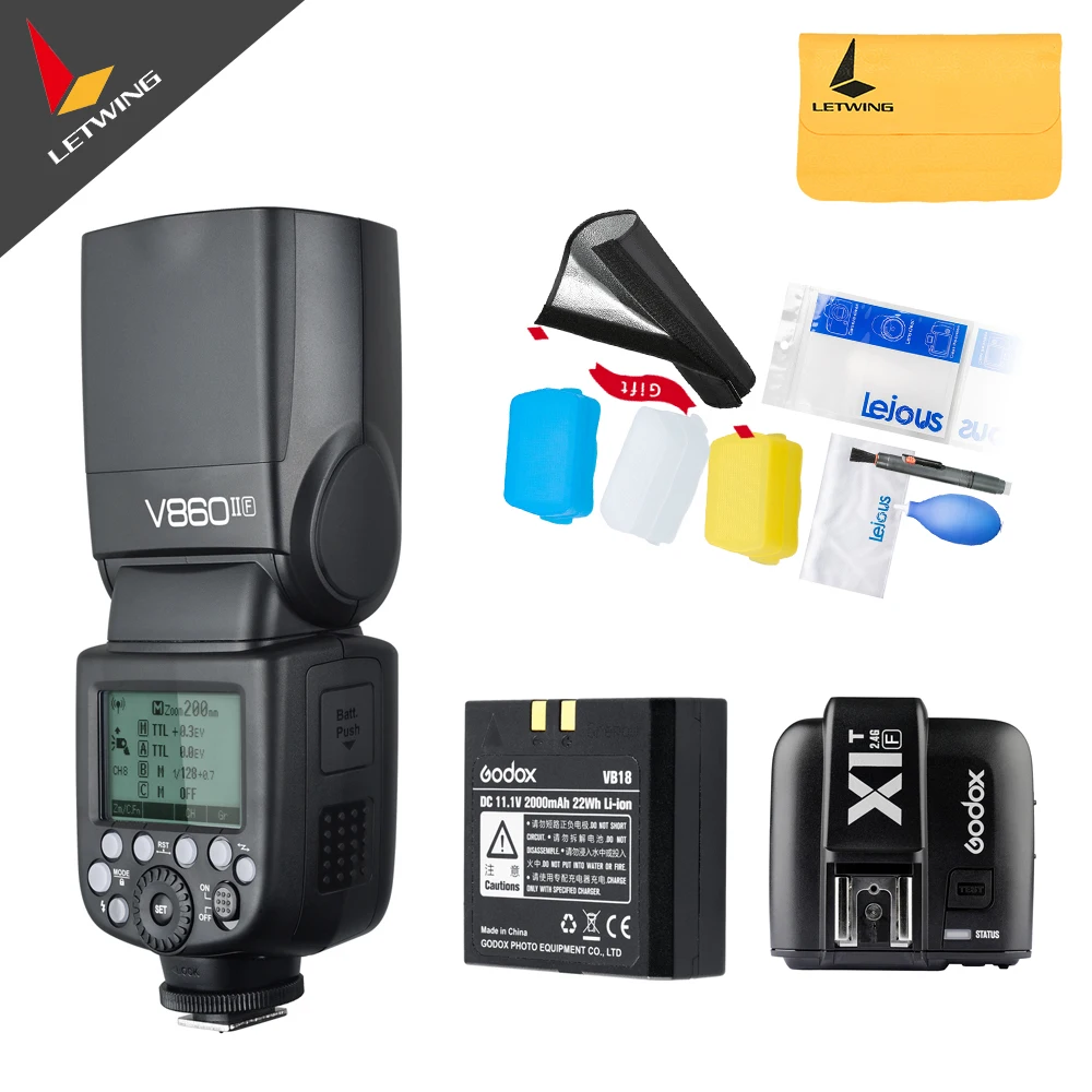 В наличии! Godox V860II F V860IIF Камера Вспышка Speedlite Strobe + X1TF передатчик для ЖК дисплея с