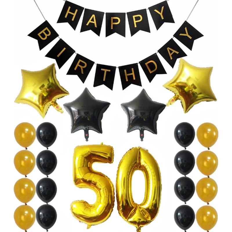 1st 50 баннер на день рождения с 32 дюймов номер Фольга бумажный шарик флаги