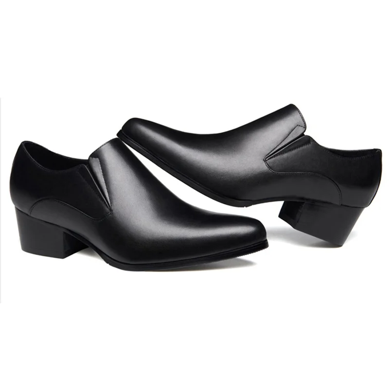 High Quality Man Handmade Casual Shoes Genuine Leather Heels Loafers Pointed Toe Height Increasing Men's Basic Flats SS239 | Обувь