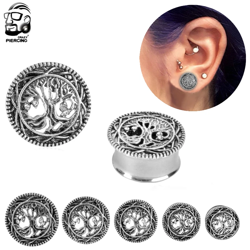 2 шт. Древо жизни дизайн винт подходят стальные затычки для ушей и тоннели