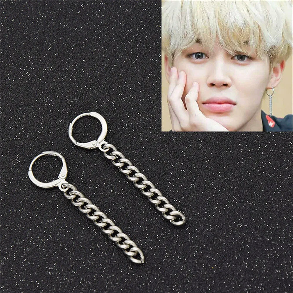 Женские серьги гвоздики Mossovy с V образной цепочкой 1 пара Bangtan Boys