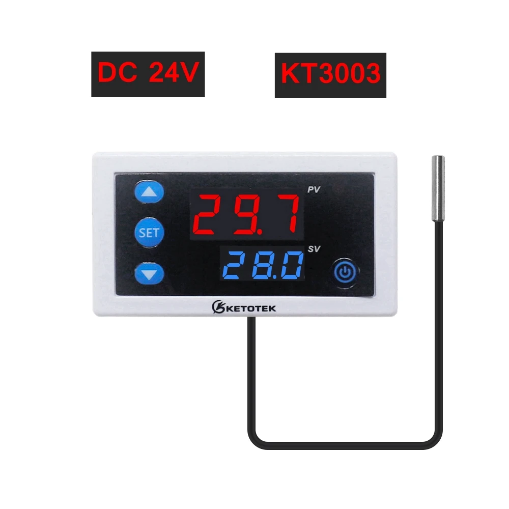 KT3003 DC 24V Цифровой регулятор термостата 10 А реле контроля температуры Лер светодиодный дисплей Отопление охлаждение управление переключатель Термостат инструменты - Цвет: KT3003 DC 24V