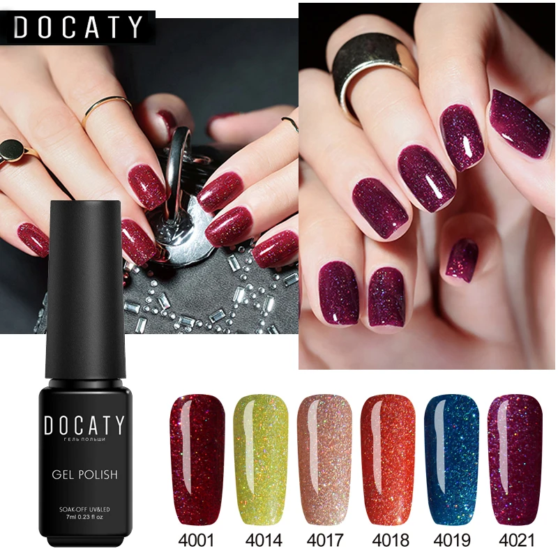 Docaty Неон УФ гель для ногтей 7 мл био Гели Soak Off Гель лак Сияющий Блеск лаков!
